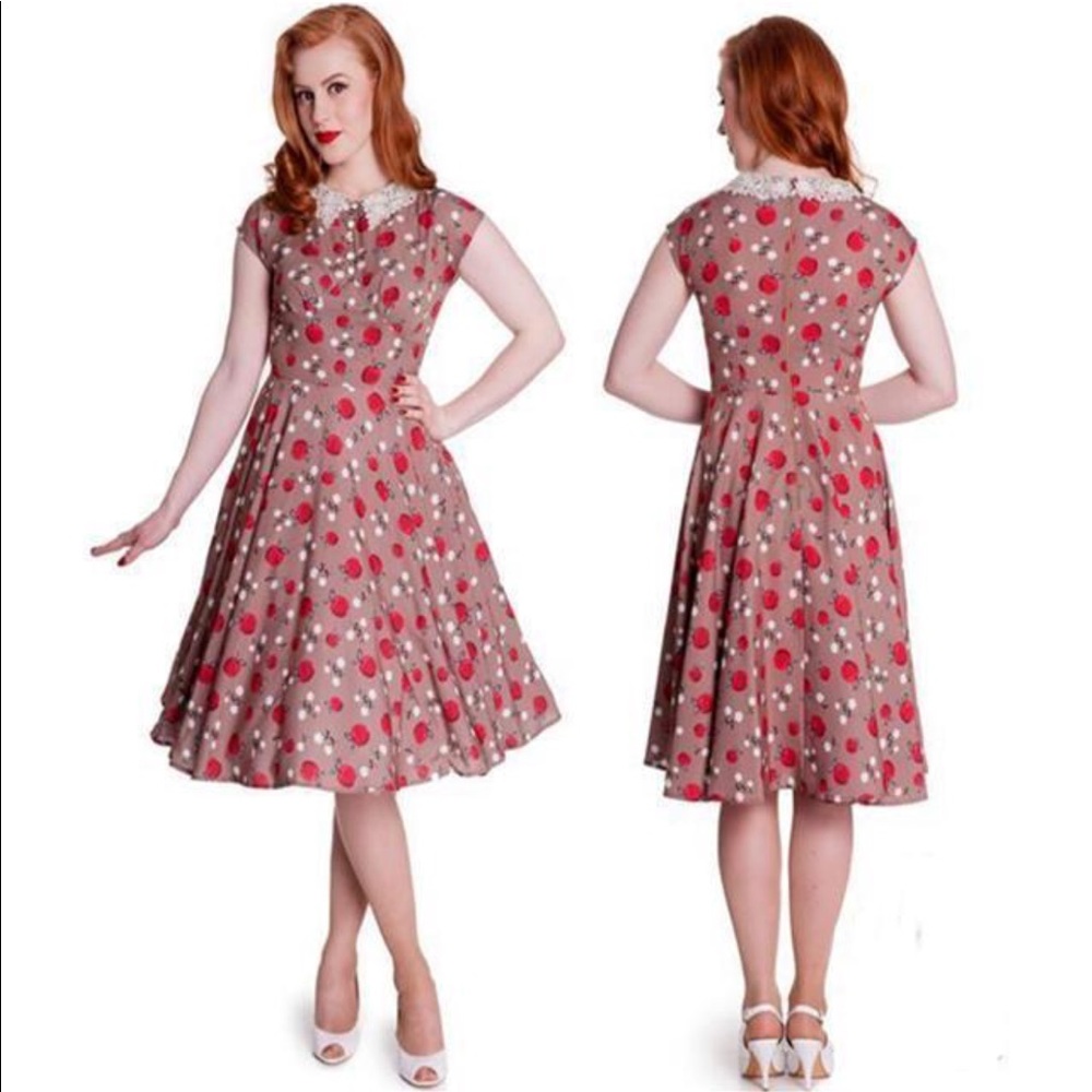Hell Bunny Francine Dress in Apples Small